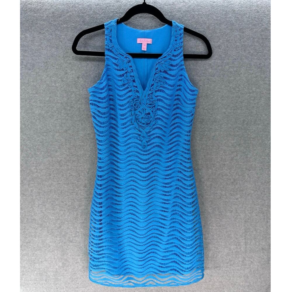 Lilly Pulitzer Women’s XS Crochet Blue Lace Margate Dress Sleeveless Preppy